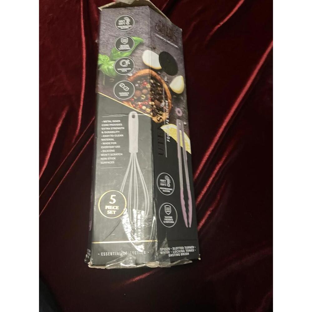 Thyme & Table Silicone Utensils 5 Piece Set Tongs, Brush, Whisk, Turner & Spoon - Picture 2 of 5